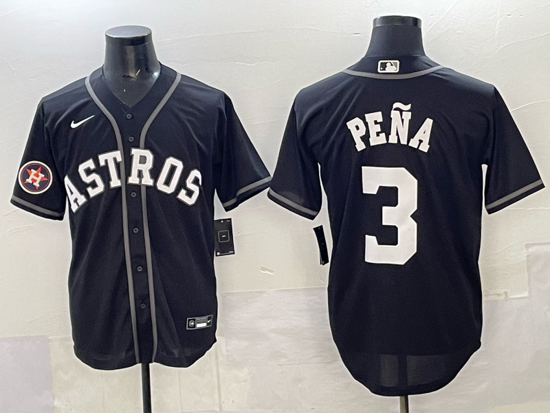 Men Houston Astros #3 Pena Black Nike 2025 MLB Jersey 001